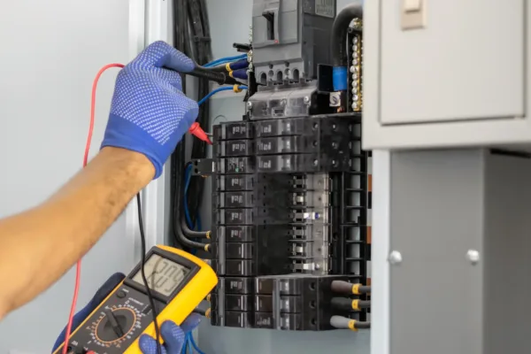 electrical panel being inspected